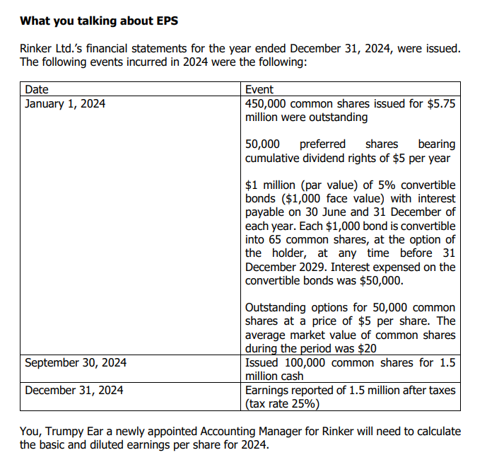  What you talking about EPS Rinker Ltd.'s financial statements for the