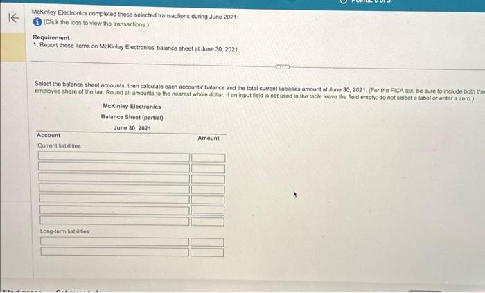  McKinley Electronics completed these selected transactions during June 2021: 2. (Click
