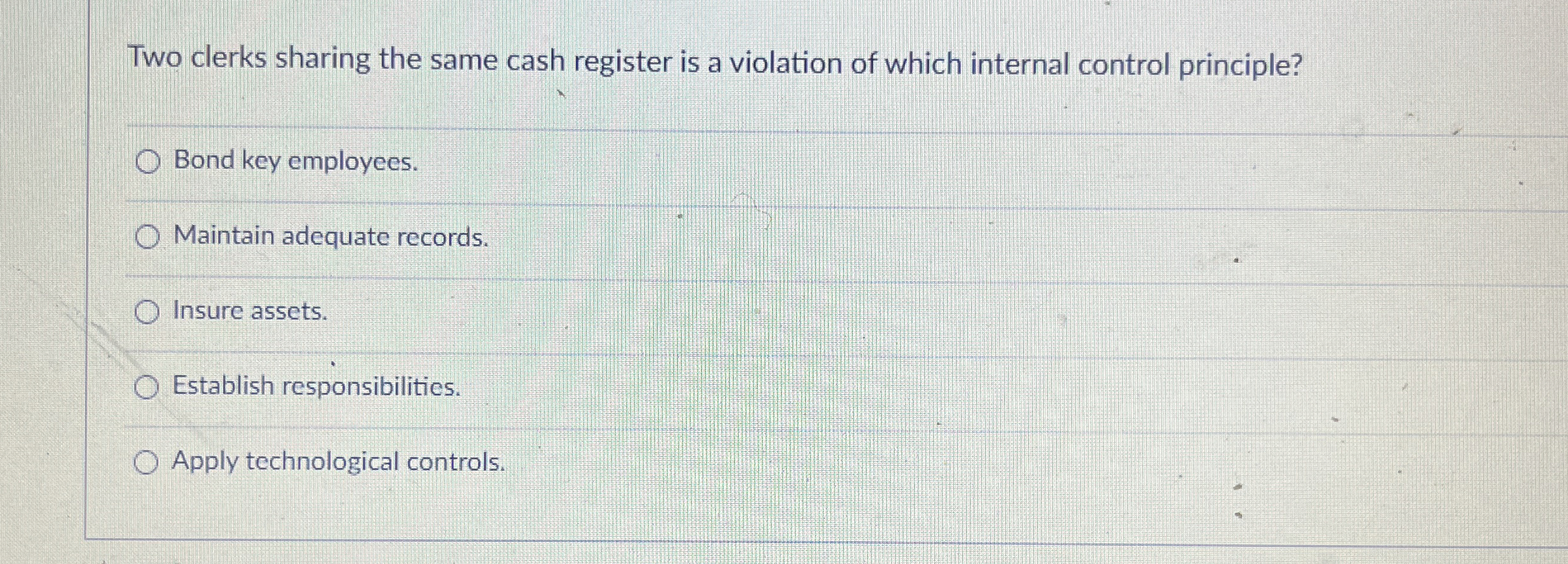  Two clerks sharing the same cash register is a violation of