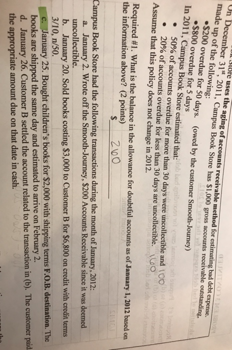 using the information here how do i calculate bad debt expense for