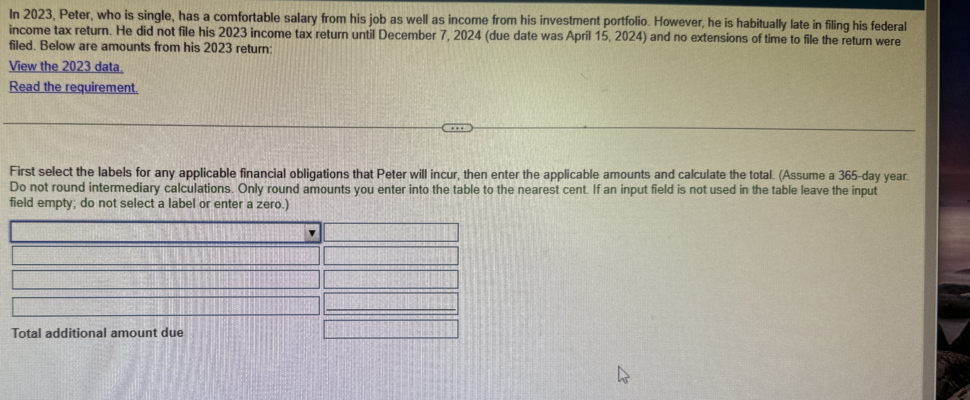  In 2023, Peter, who is single, has a comfortable salary from