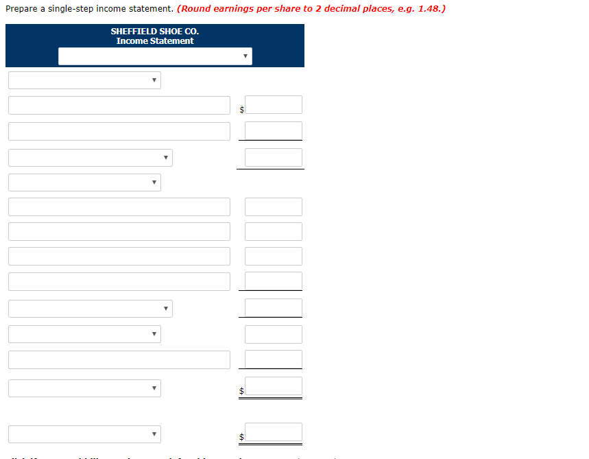 as a basis for an income statement for the year ended December