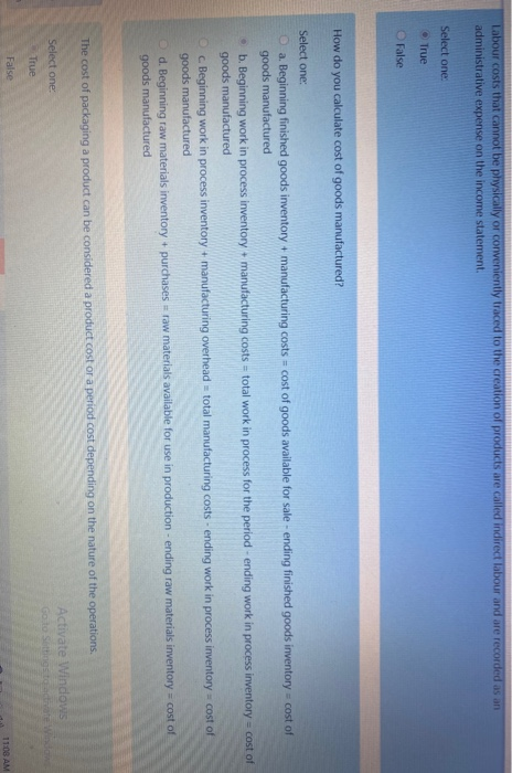  Labour costs that cannot be physically or conveniently traced to the