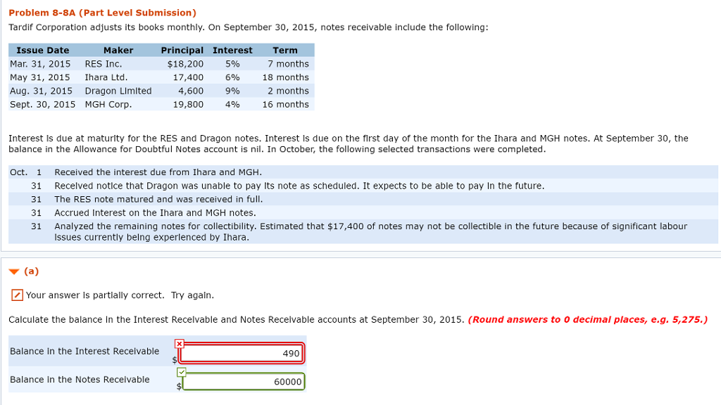 Problem 8-8A (Part Level Submission) Problem 8-8A (Part Level Submission) Tardif Corporation