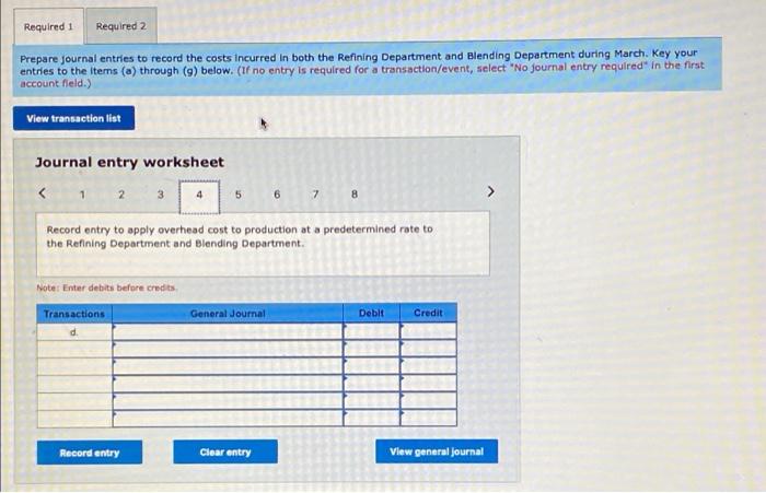 in Process account is available for the Refining Department for March: Work