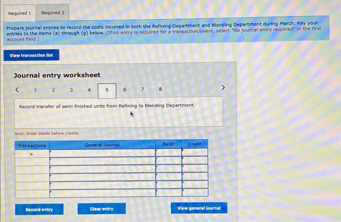 in Process-Refining Department Debit Credit March 1 balance 32,400 Completed and transferred