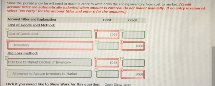 the practice of valuing its inventory at the lower-of-cost-or-market. The following information