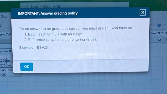  i need the answers as excel inputs For an answer to