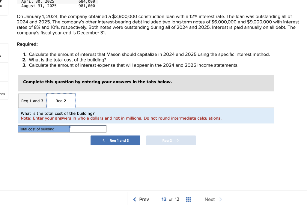 I need help finding the interest capitalized and interest expense for 2025