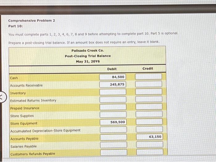  Comprehensive Problem 2 Part 10: You must complete parts 1, 2,