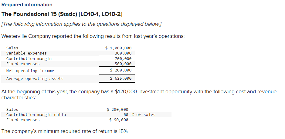  please show work thank you so much. Required information The Foundational