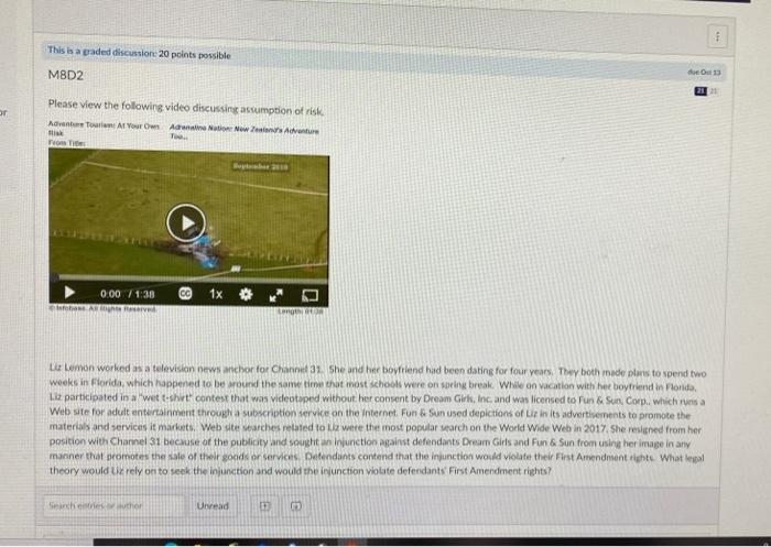  This is a graded discussion: 20 points possible MBD2 de 13