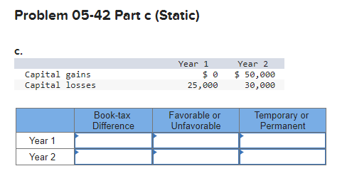 to the questions displayed below.] What book-tax differences in year 1 and