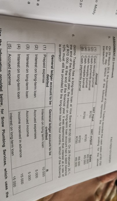  Please help me with this question FAG5091103/2020 ASSIGNMENT 01 (continued) On