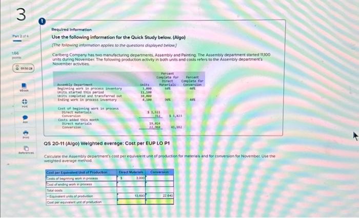  Required informetion Use the following information for the Quick Study below.