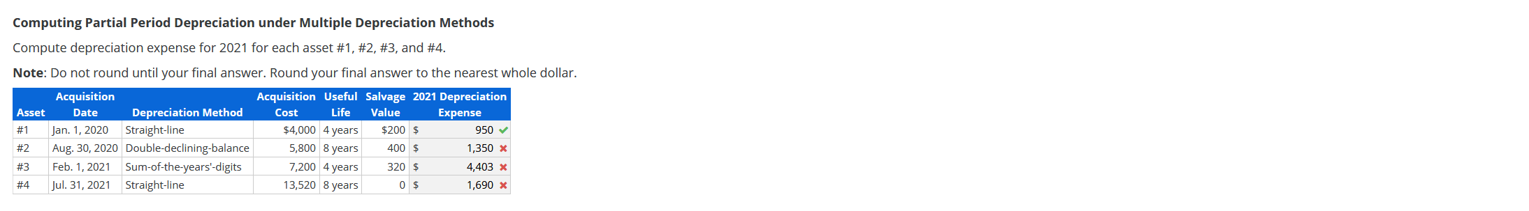 Computing Partial Period Depreciation under Multiple Depreciation Methods Compute depreciation expense