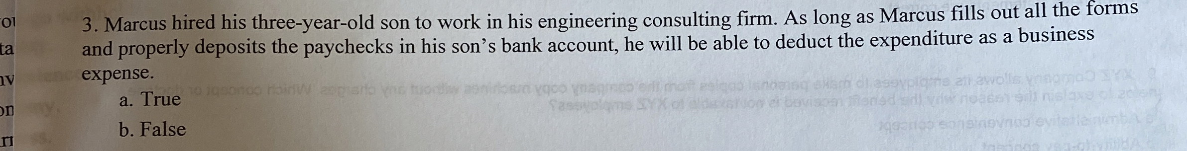  Marcus hired his three-year-old son to work in his engineering consulting