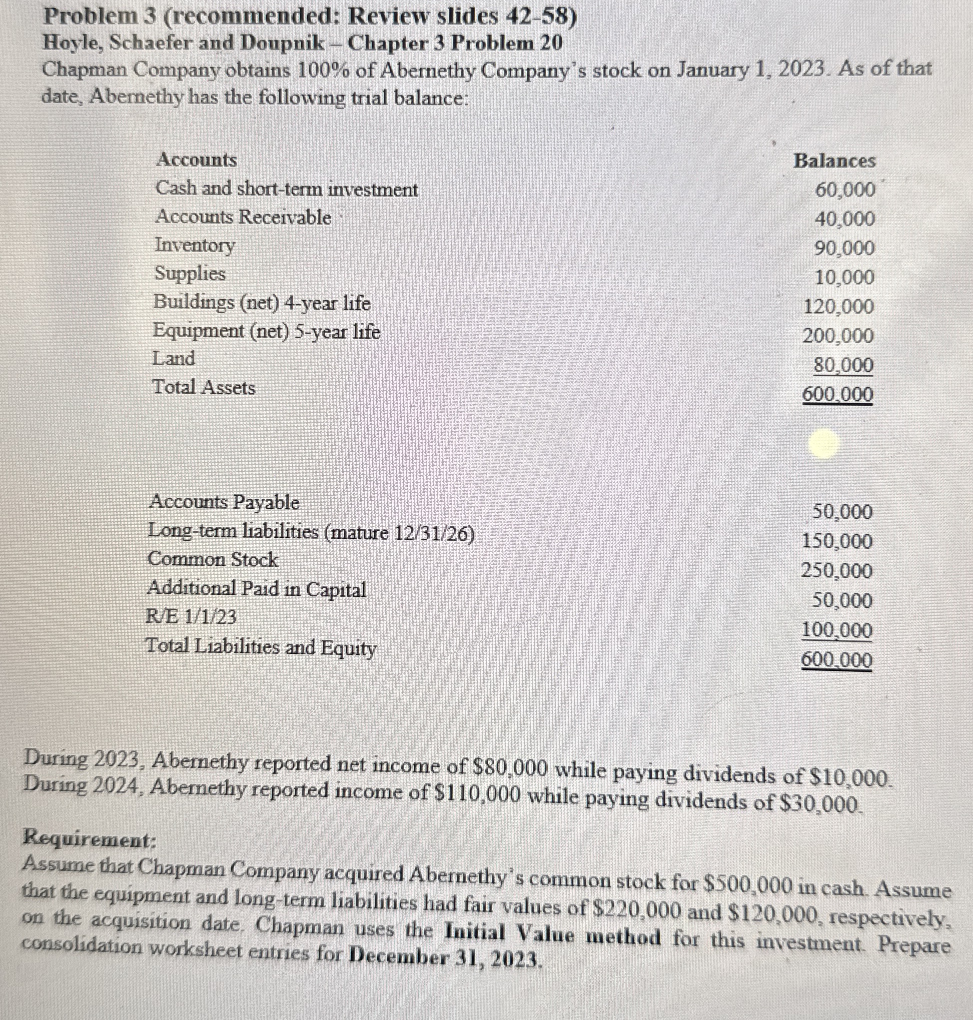  Problem 3(recommended: Review slides 42-58) Hoyle, Schaefer and Doupnik - Chapter