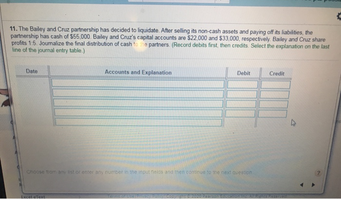 please i need help on this 11. The Bailey and Cruz partnership