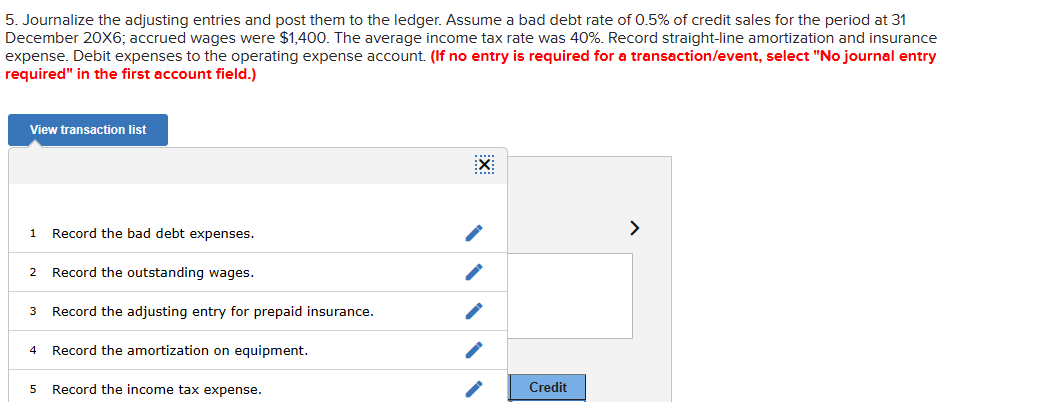 transactions occurred during 206 in the order given (use the letter at