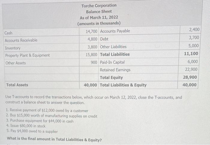 please put answer in bold Use T-accounts to record the transactions below,