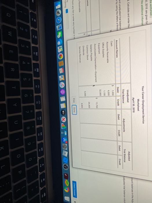  the worksheet) 30, 2018 are given for the additional informal count