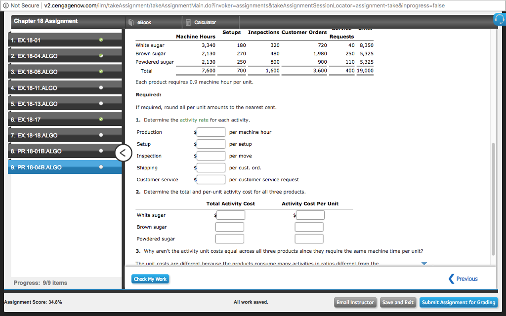 eBook Calculator Activity-Based Product Costing Sweet Sugar Company manufactures three products (white