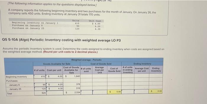 reports the following beginning inventory and two purchases for the month of