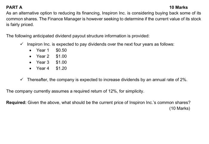  PART A 10 Marks As an alternative option to reducing its