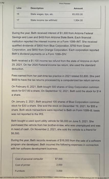 S/E; 8949, 8995, 4562, worksheet line 16 (from IRS instructions, please include