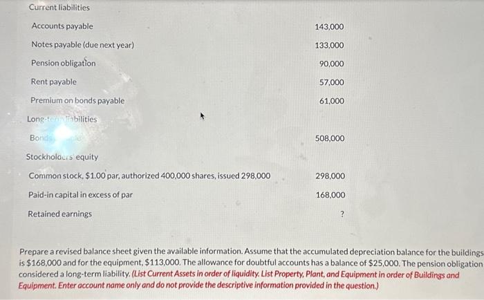 the available information. Assume that the accumulated depreciation balance for the buildings