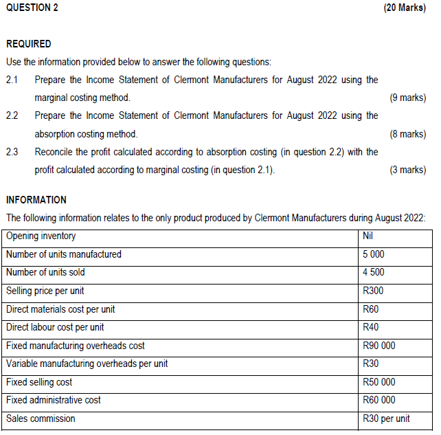  REQUIRED Use the information provided below to answer the following questions: