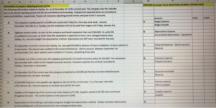 be completed using this Excel spreadsheet Al journal entries francial statements, et