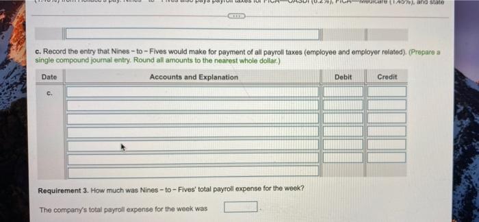 taxes for FICA-OASDI (6.2%), FICAMedicare (1.45%), and state and federal unemployment (5.4%