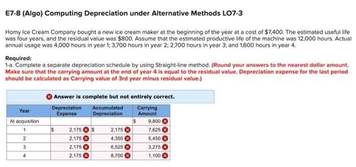 Computing Depreciation under Alternative Methods E7-8 (Algo) Computing Depreciation under Alternative Methods