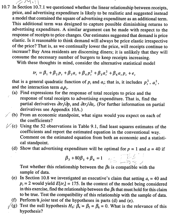 0.7 In Section 10.7.1 we questioned whether the linear relationship between