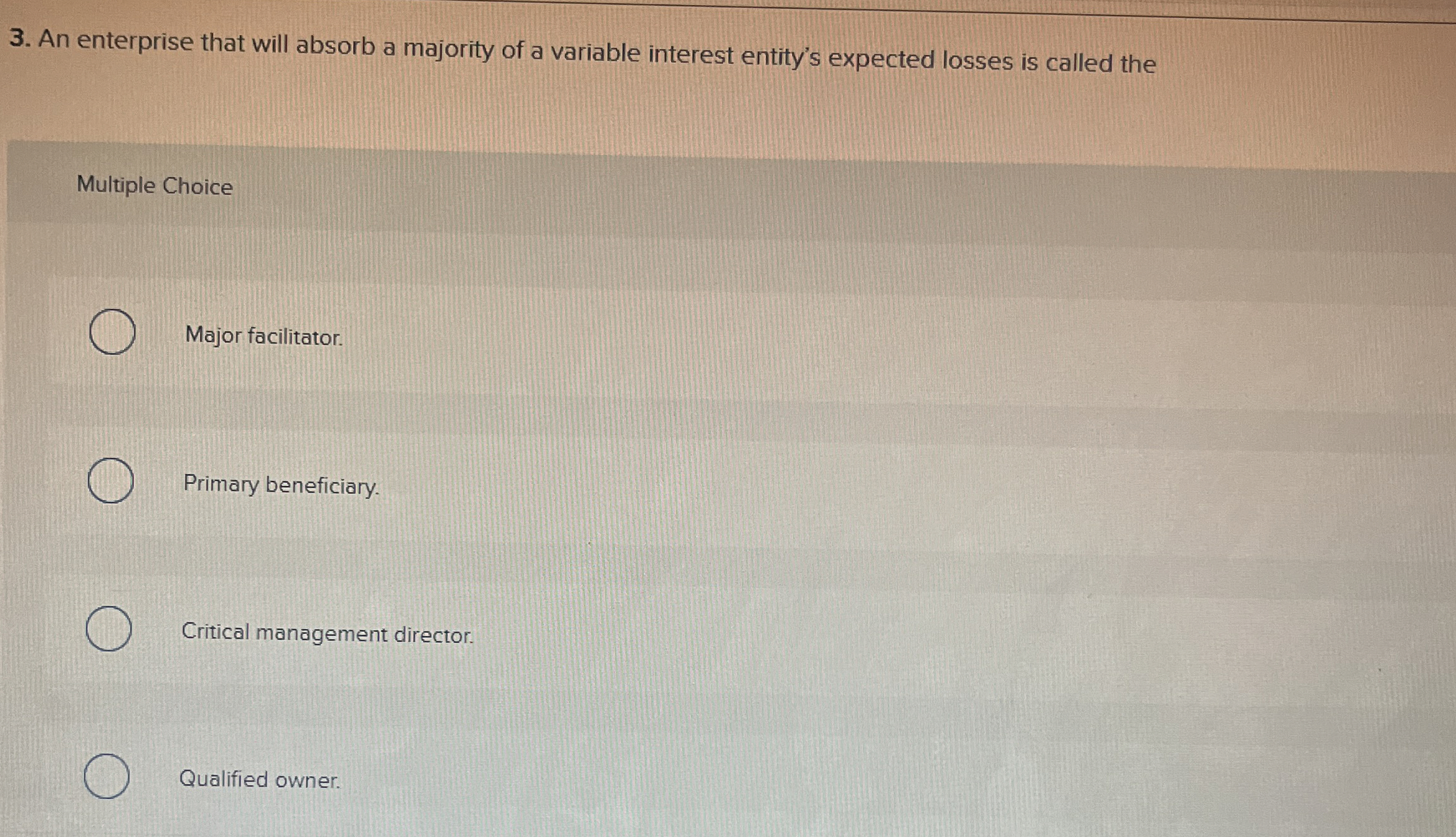  An enterprise that will absorb a majority of a variable interest