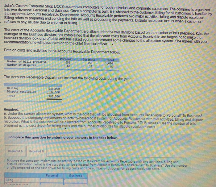  John's Custom Computer Shop (JCCS) assembles computers for both individual and
