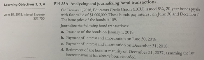 35A Learning Objectives 2, 3, 4 June 30, 2018, Interest Expense 537,750