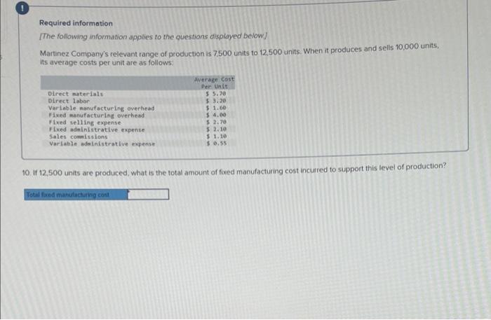 units? (Do not round intermediate calculations.) Required information [The following information applies