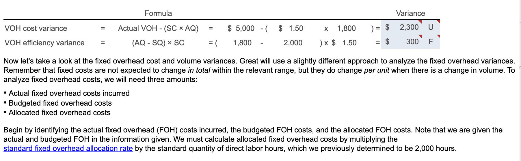 Data table Static budget variable overhead Static budget fixed overhead Static budget