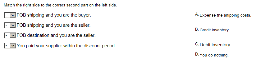  Match the right side to the correct second part on the