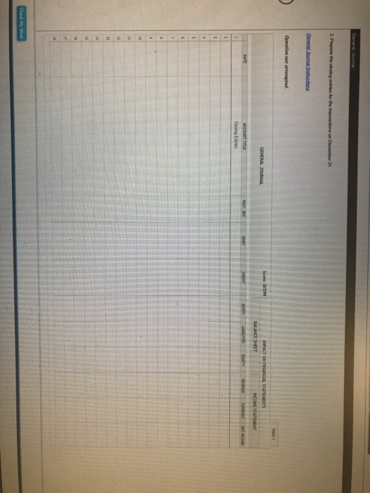 Atyear end. $1,500 of office supplies remain unused. b. Annual deprecistion on