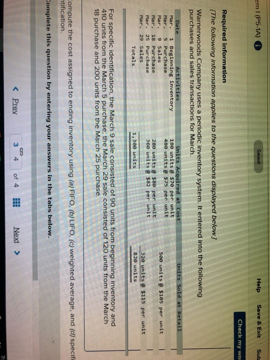  em I (P5-1A) Help Save & Exit Sub Check my wor