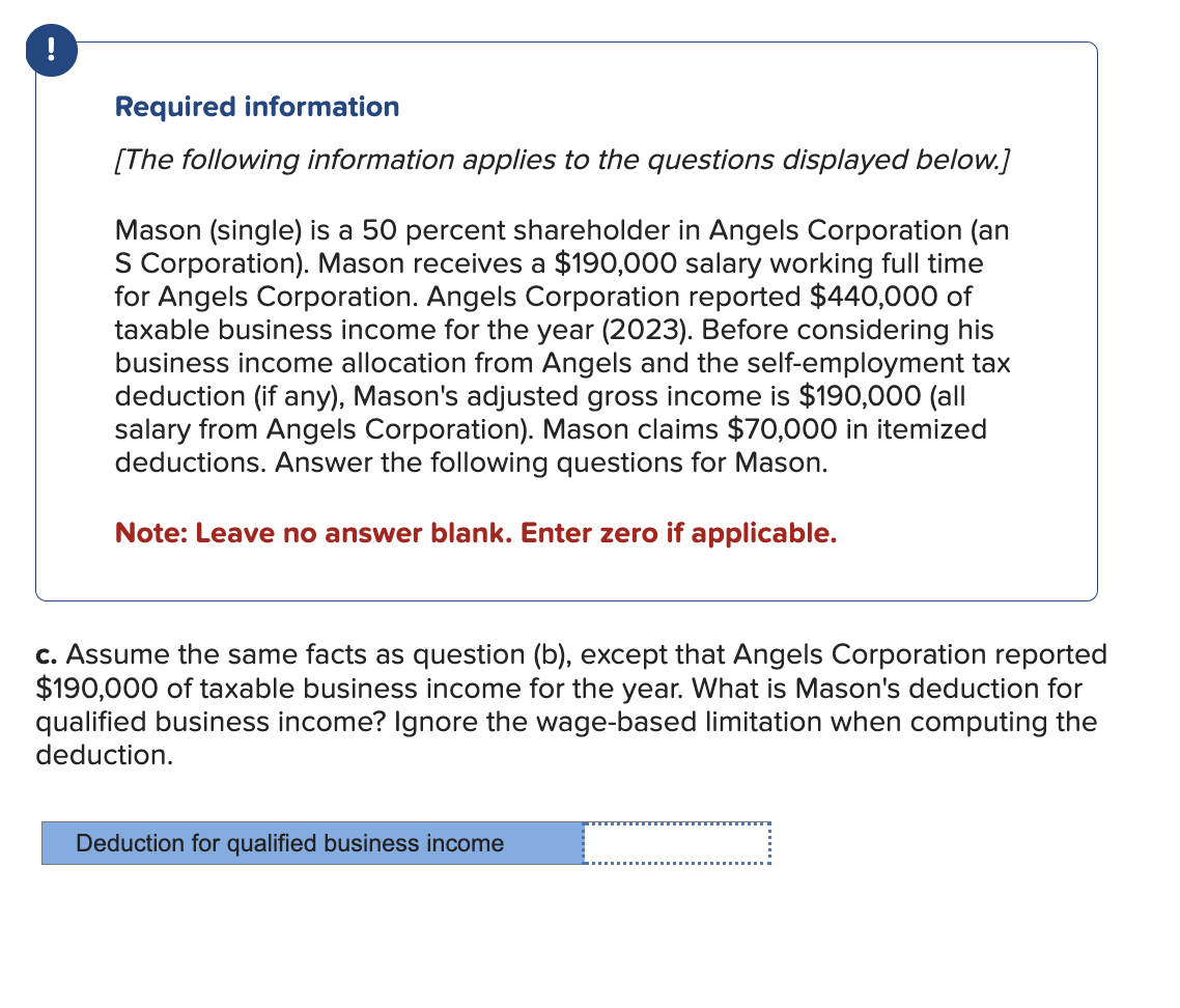  Mason (single) is a 50 percent shareholder in Angels Corporation (an