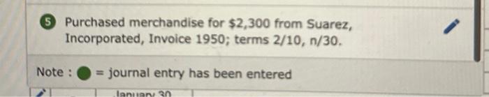 January 8, 20x1 Issued Check 2101 for $2,352 on account to Suarez,