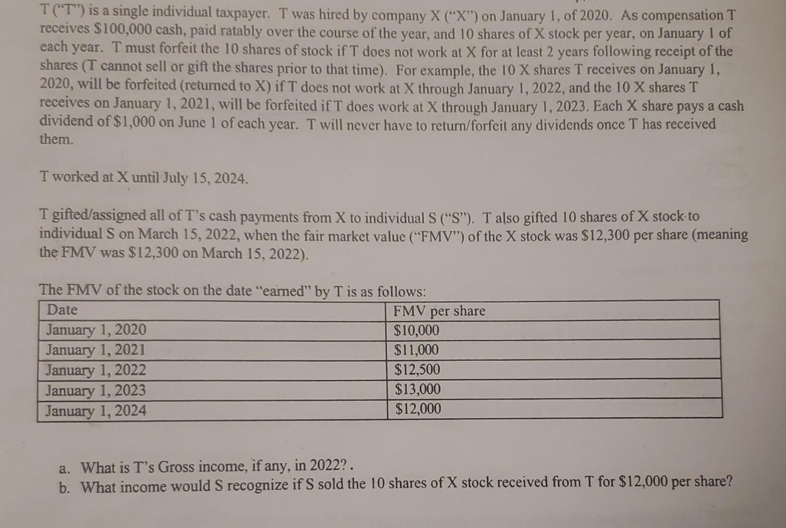 T( " T ") is a single individual taxpayer. T was