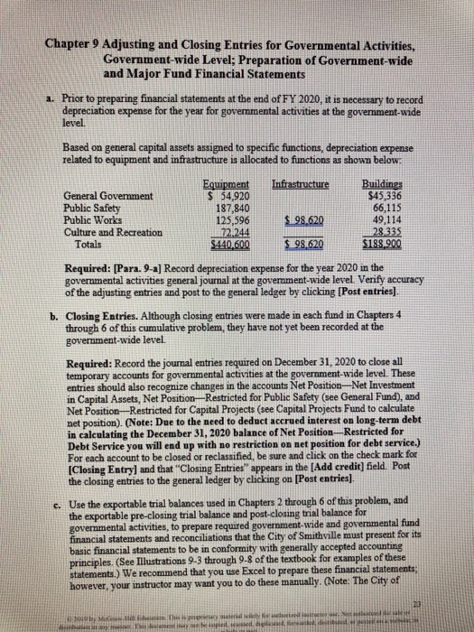 Part B Chapter 9 Adjusting and Closing Entries for Governmental Activities, Government-wide