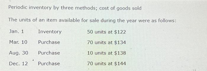i need help with this in 20 mins Periodic inventory by three