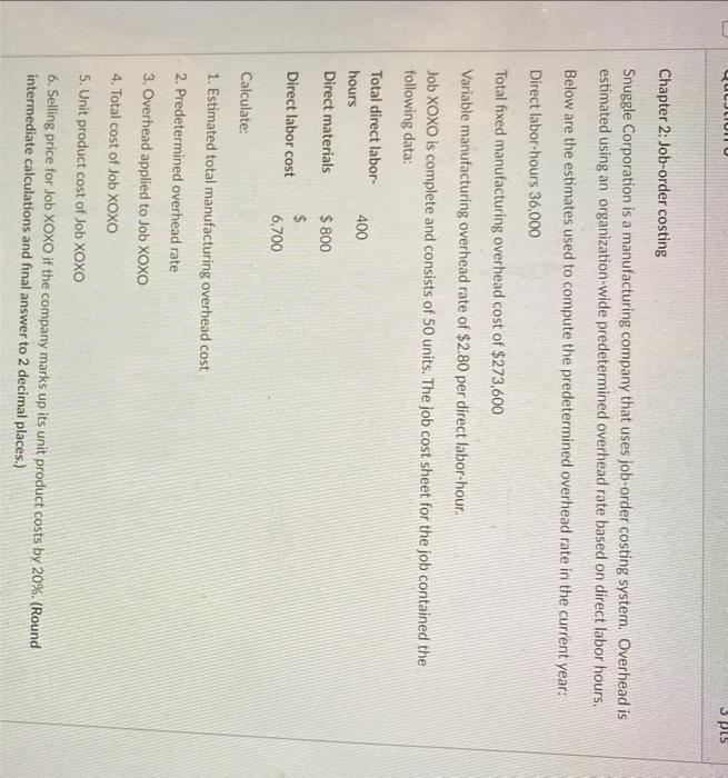 product. The costs are separated based on cost behavior. 1.) What is